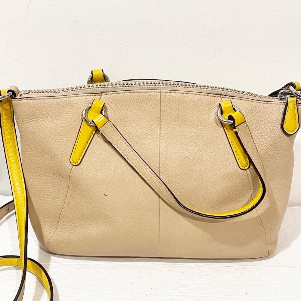 Coach Mini Kelsey Cream Yellow Pebbled Leather Crossbody Satchel - Picture 6 of 6